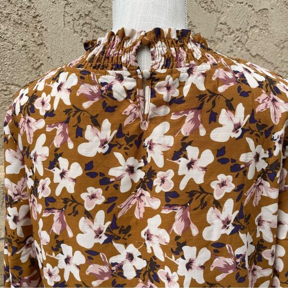 Hayden Los Angeles Puff Sleeve Tie Neck Tiered Tunic Women's Tops Blouse(Size L) - Picture 8 of 11